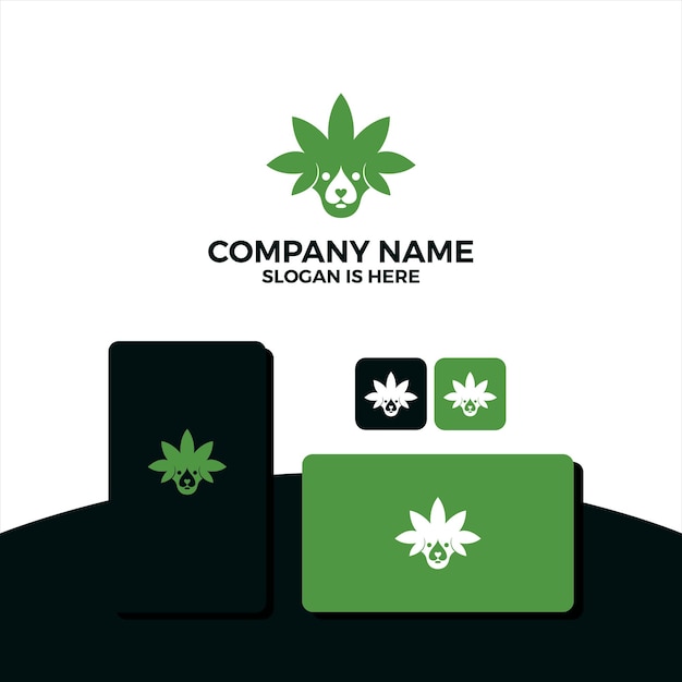 Cannabis with dog logo design inspiration