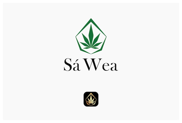 Vector cannabis with pentagon logo design