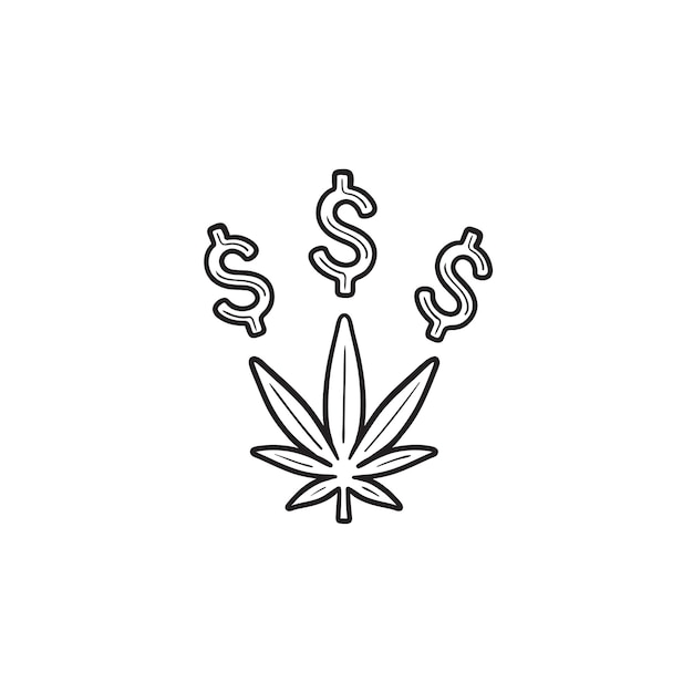 Cannabisblad met dollartekens vector pictogram. drugszaken, marihuanamedicatie, drugsmisdaadconcept