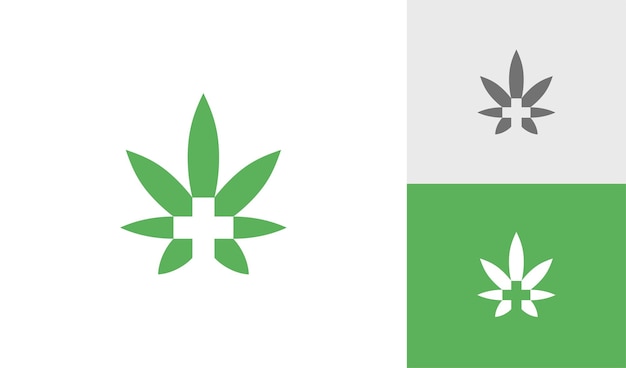 Cannabisbladlogo met medisch symbool