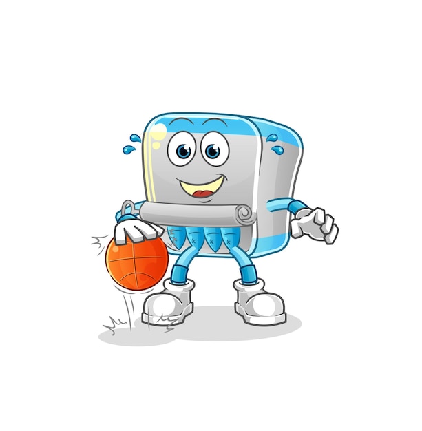 Canned fish dribble basketball character cartoon mascot vector