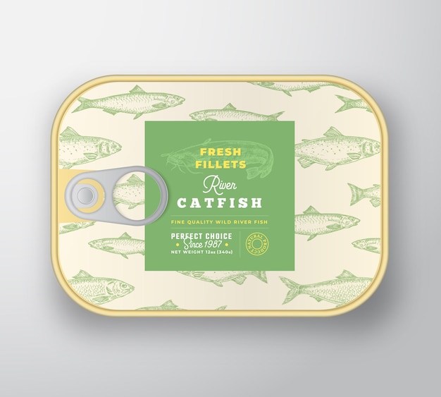 Vector canned fish label template