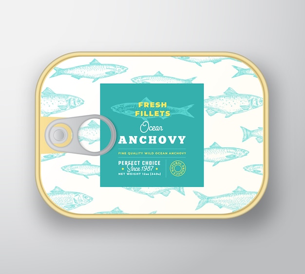 Canned fish label template.