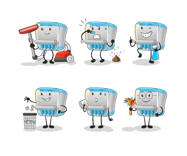 Canned fish postman set character cartoon mascot vectorxA