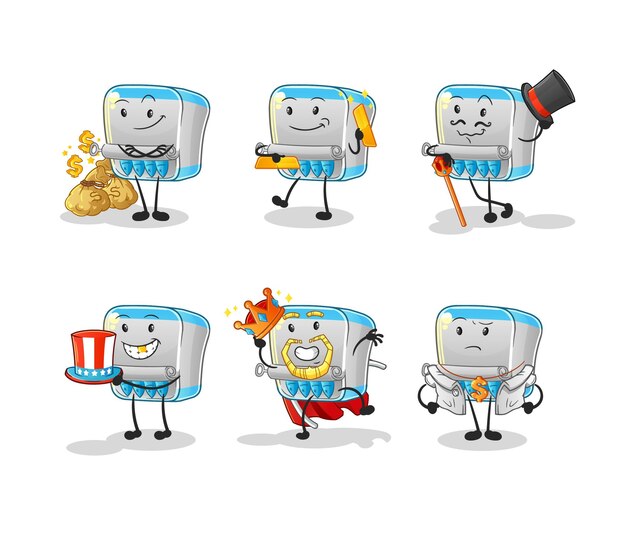 Canned fish rich character cartoon mascot vectorxA