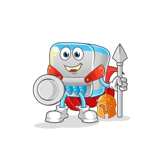 Canned fish spartan character cartoon mascot vector