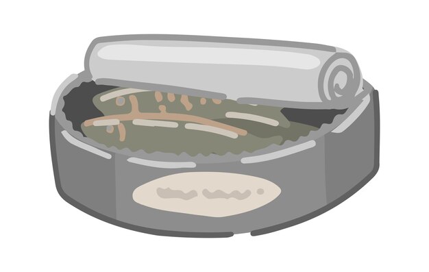 Вектор Консервированная еда, рисунок, отрывок из рыбы, консервированное питание для кемпинга, иллюстрация мультфильма, изолированная
