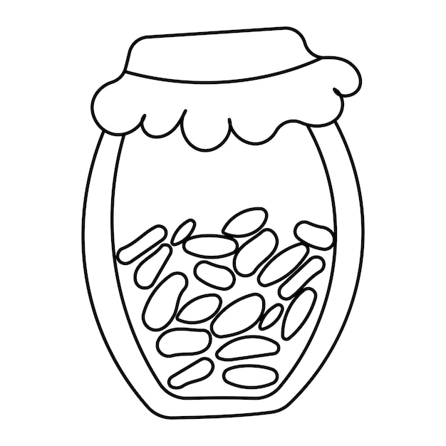 Canned jar vegetables line doodle icon element