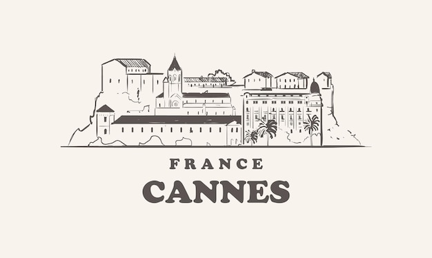 Cannes skyline beautiful illustration