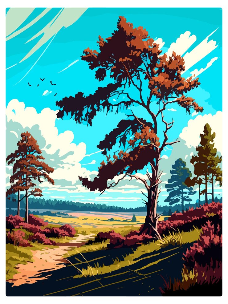 Vector cannock chase decoration vintage travel poster souvenir postcard portrait painting wpa illustration