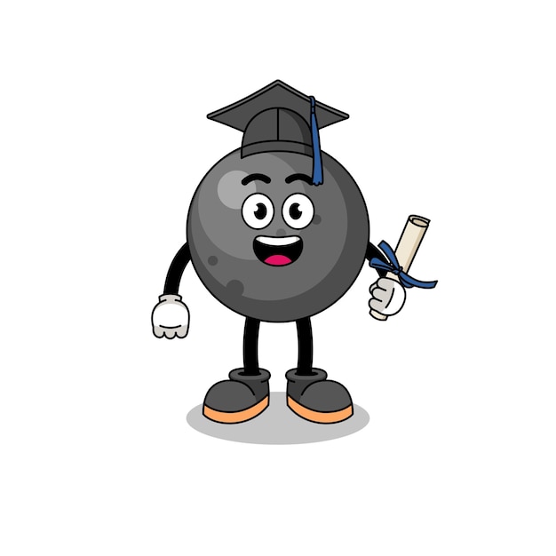 Cannon ball mascot with graduation pose