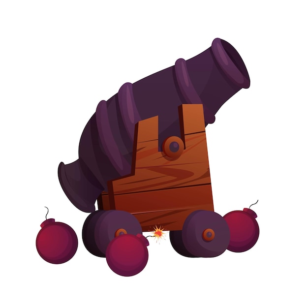 Vector cannon cartoon vector illustration pirate weapon