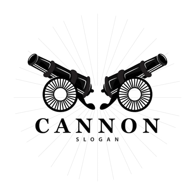 Cannon Logo Elegant Simple Design Retro Vintage Style War Artillery Vector Illustration Symbol Icon