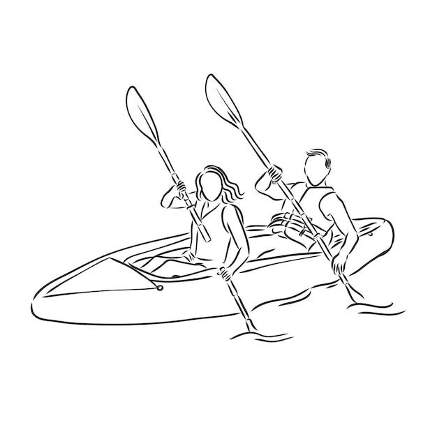 Canoe slalom player  vector illustration sketch hand drawn with black lines