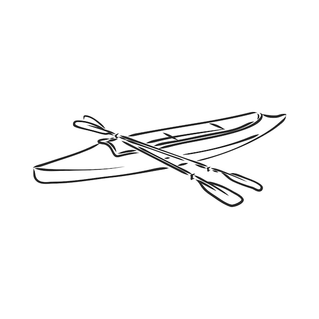 Canoe slalom player  vector illustration sketch hand drawn with black lines