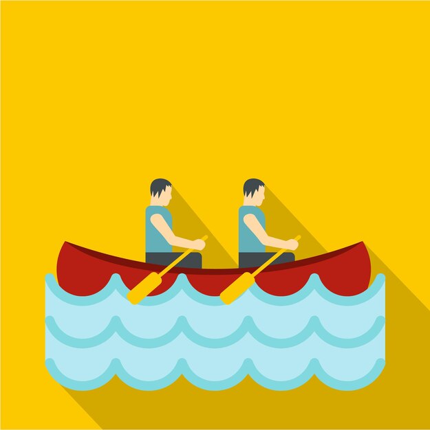 Canoe with two athletes icon flat illustration of canoe with two athletes vector icon for web