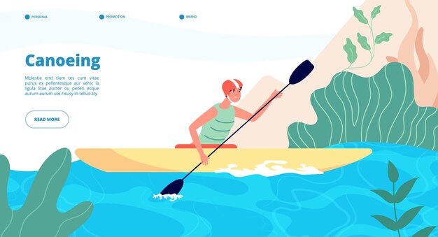 canoeing and kayaking. water sport banner template