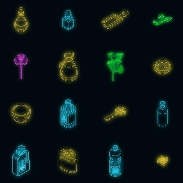 Vector canola icons set vector neon