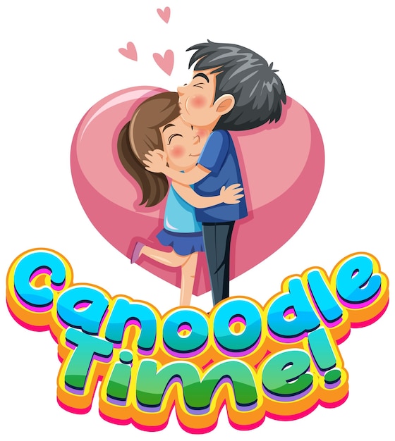 Vector canoodle time word text with couple in love