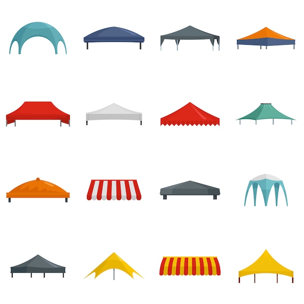 Canopy shed overhang icons set