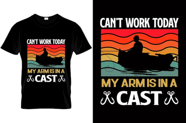 Vettore non posso lavorare oggi le mie braccia sono in una citazione di pesca in ghisa design della maglietta da pesca per l'amante del pescatore