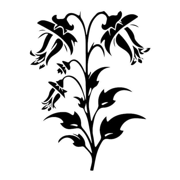 canterbury bells Black And White Vector Template Set for Cutting and Printing