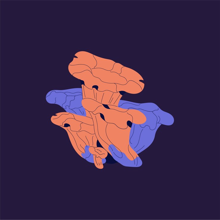 Vector cantharellus cibarius icon fairy chanterelle hallucinogenic forest fungus psychedelic woodland bolete inedible toxic boletus magic mushroom with purple flat isolated vector illustration