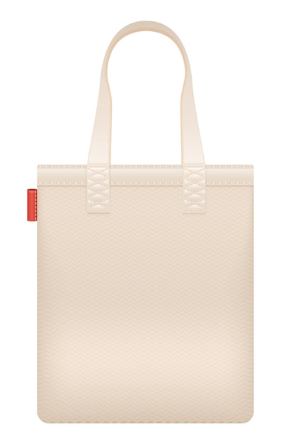 Vector canvas bag realistic blank natural shopper mockup