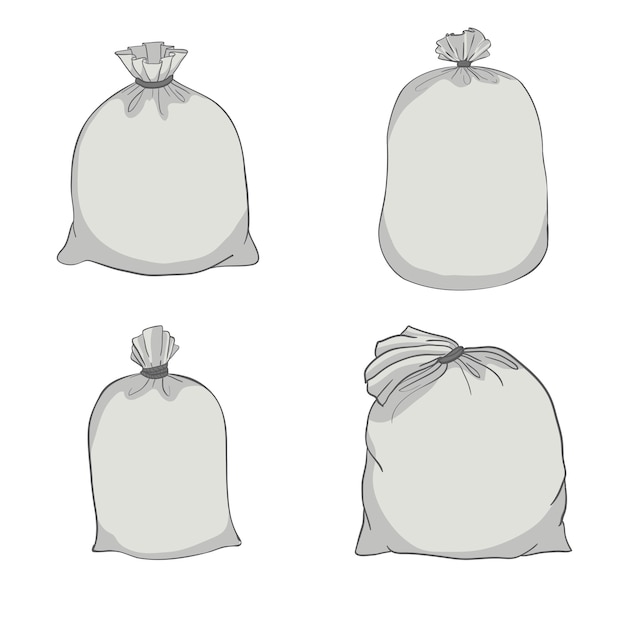 Canvas sack  . canvas bag. Illustration set