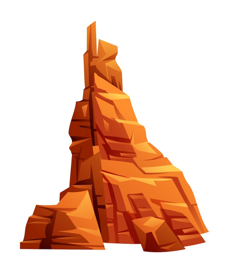 Vector canyon rock with detailed layers and formations desert cliff hill or mountain vector illustration