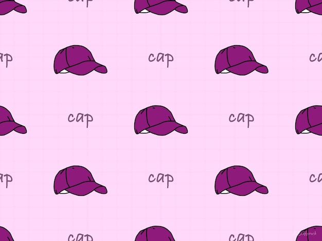 Cap cartoon character seamless pattern on pink background