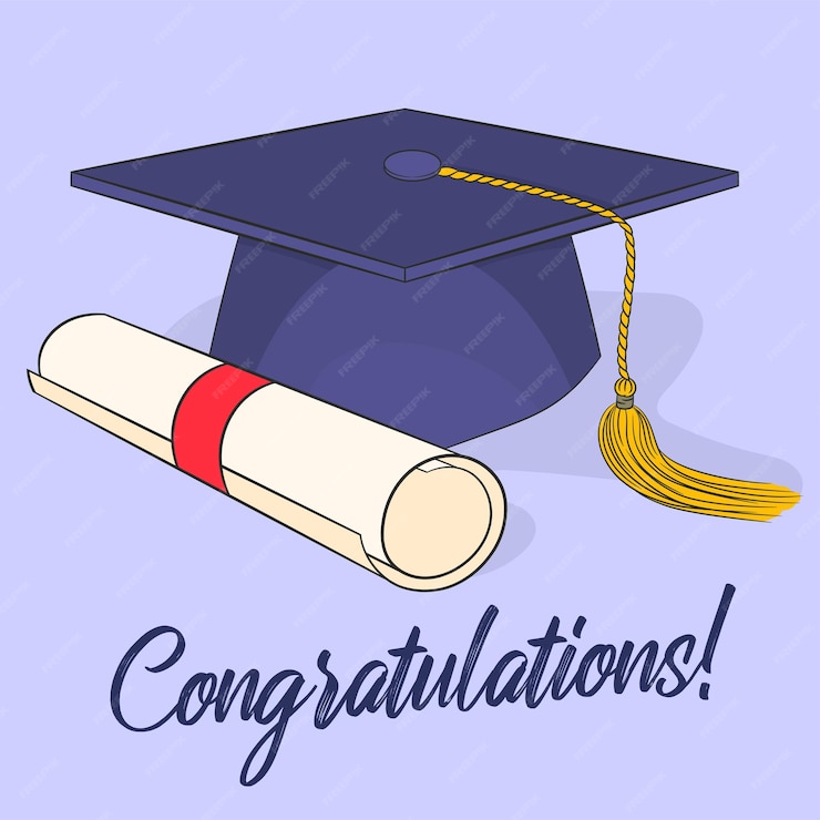 Premium Vector | Cap and diploma rolled scroll congratulations greeting ...