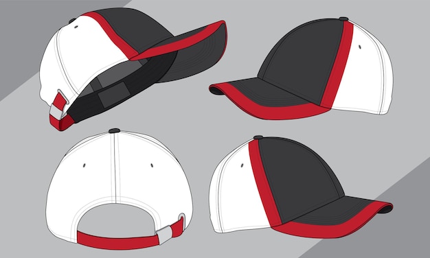 Cap hat template vector adjustable fitted strap