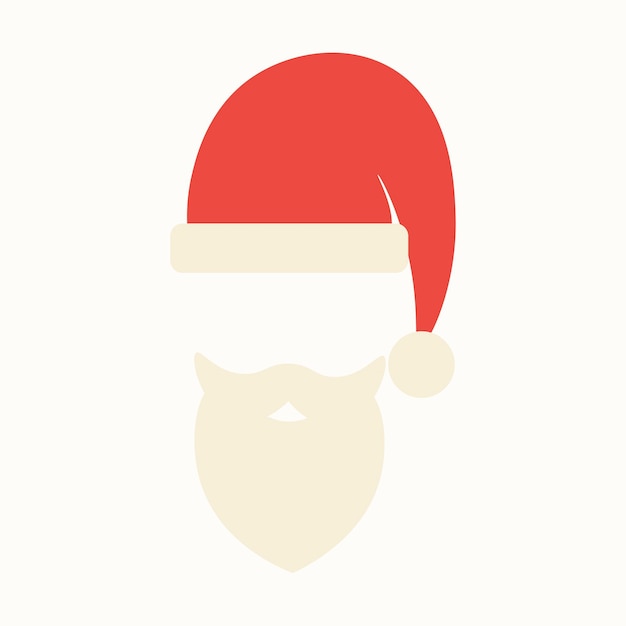 Cap of Santa Claus and mustache with a beard isolated on beige background.