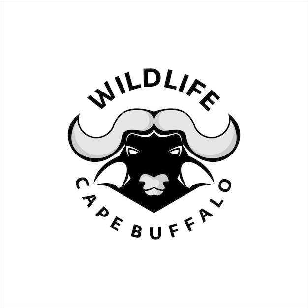 Vector cape buffalo logo wild animal head vector