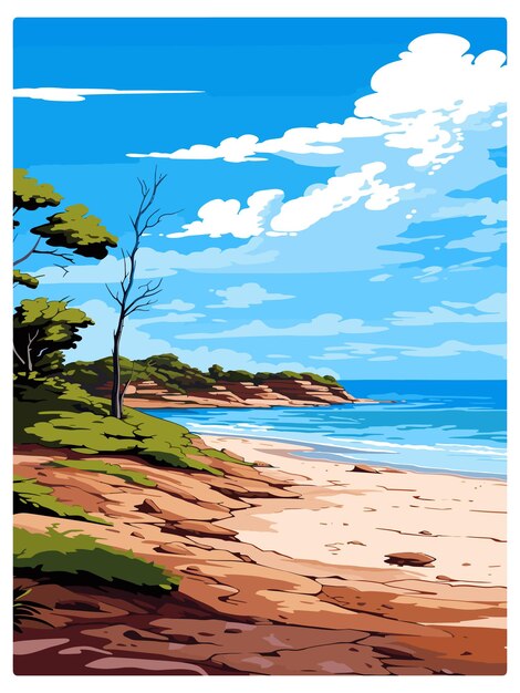 Vector cape le grand national park australia vintage travel poster souvenir postcard portrait painting wpa