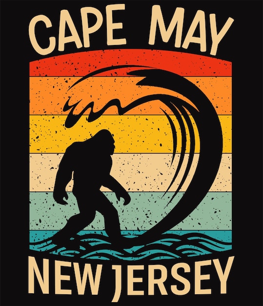 Vector cape may new jersey bigfoot tshirt design