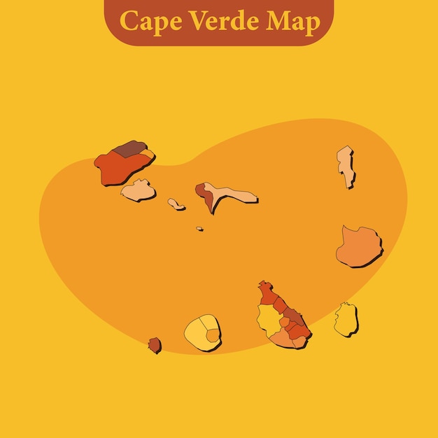 Cape Verde map vector with regions and cities lines and full every region