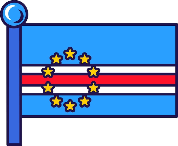Земельный флаг республики Кабо-Верде на векторе флагштока