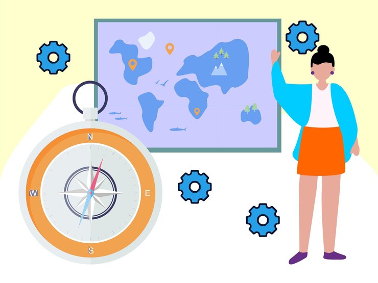 Vector capital compass concept illustrationstylish and beautiful