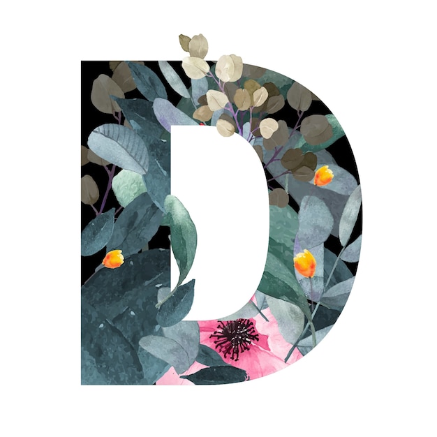 Capital letter D floral style.