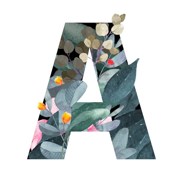 Vector capital letter a floral style.