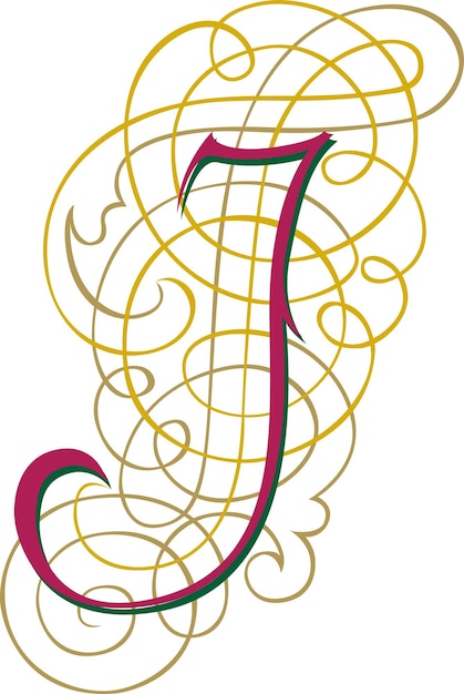 Capital letter j monogram. the fancy floral initial alphabet letters. vintage filigree decorative.