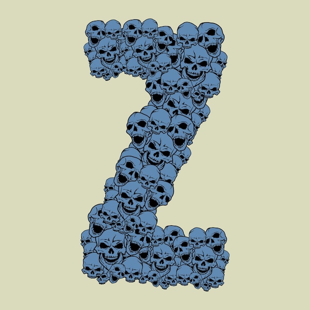 Vector capital letter z in skulls design