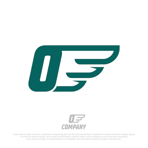 Capital letters O with fast wings illustration design element Airplane wing logo template