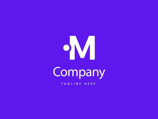 Дизайн логотипа заглавной буквы М с пурпурно-синим фоном Логотип типа М с точечной креативной буквой М