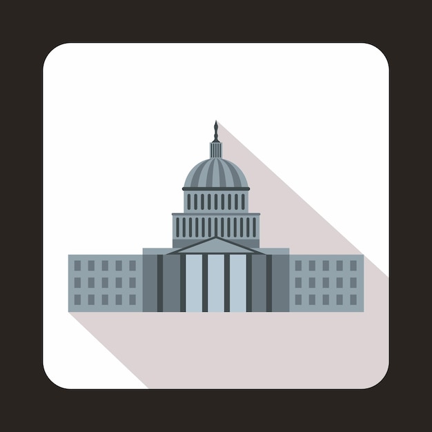 Capitol icon in flat style with long shadow State symbol