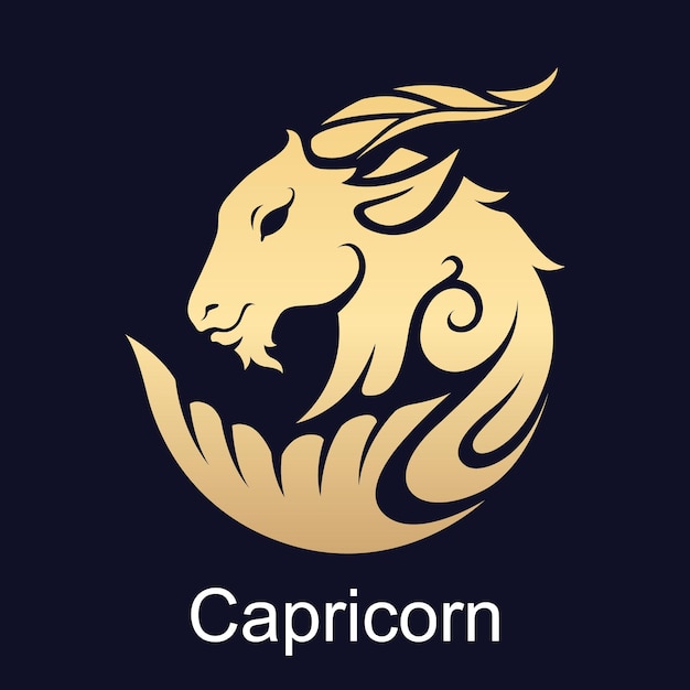 Vector capricorn symbol of zodiac sign in luxury gold style