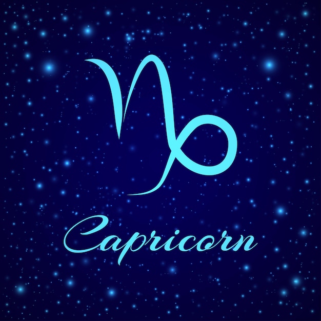 Capricorn. Vector zodiac sign on a night sky. Horoscope element