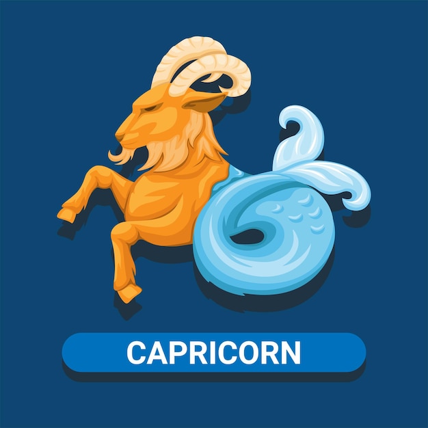 Capricorn zodiac astrology sea goat animal mascot illustration vector